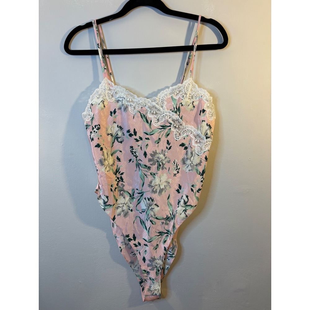 New Oldstock Victoria's Secret Pink Floral Teddy Lingerie S Gold Label